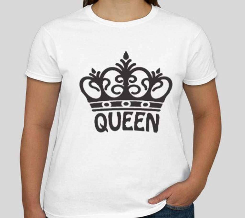 Queen Half Sleeve Cotton T-Shirt For Women
