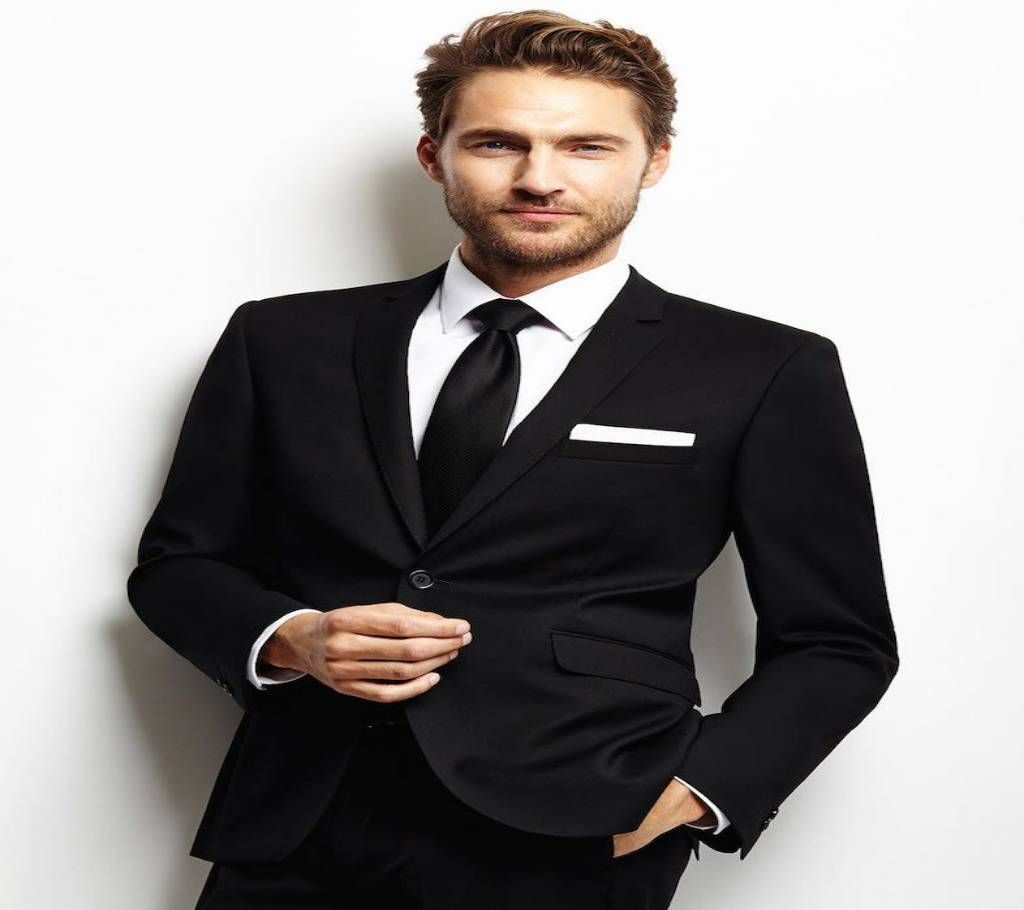 Black Cotton Formal Blazer For Men