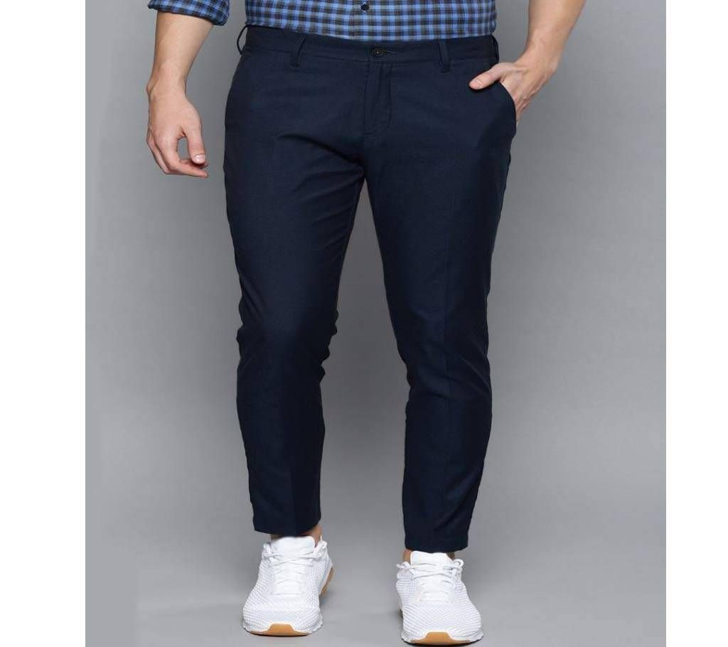 Deep Black Navy Blue Narrow Gabardine Pant