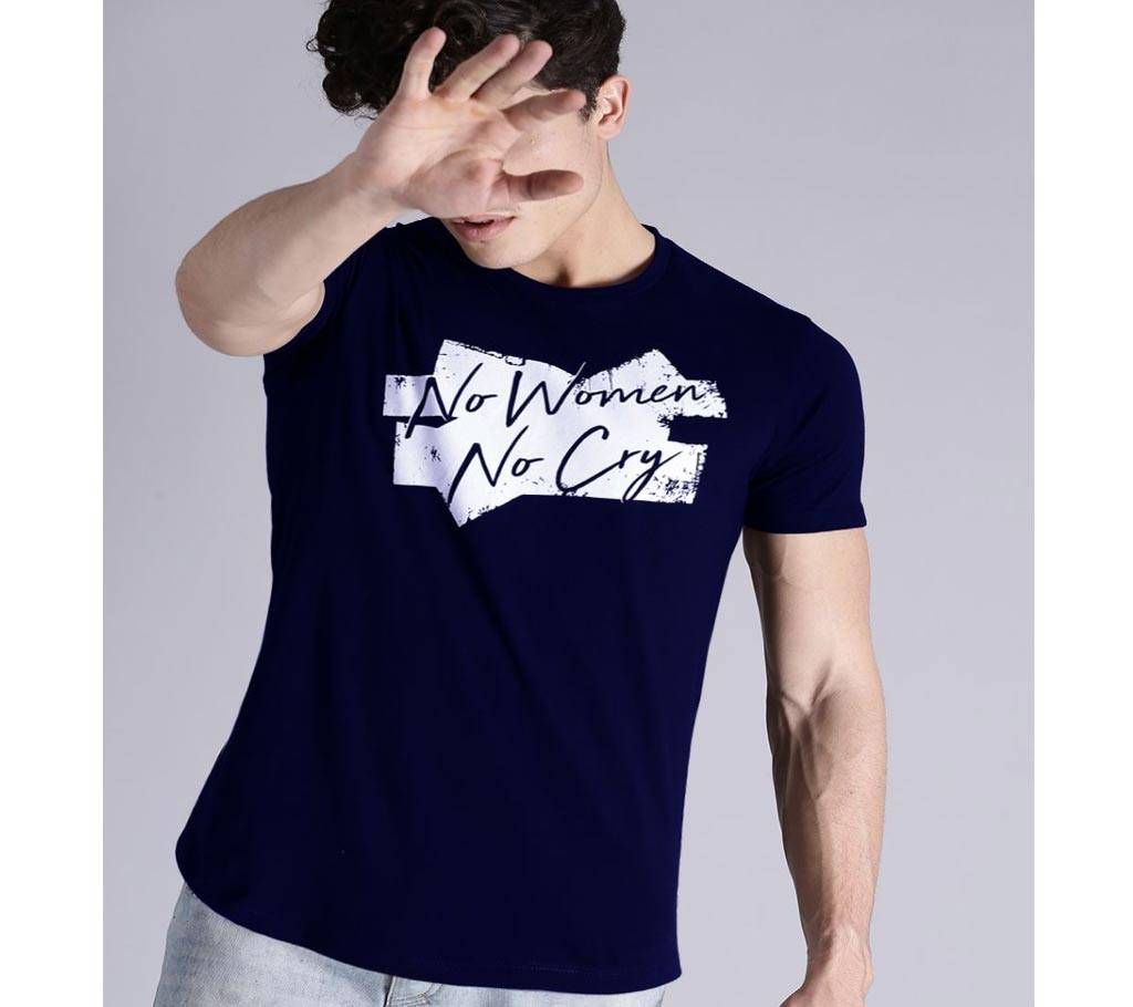 No Women No Cry Navy White Short Sleeve T-Shirt for men