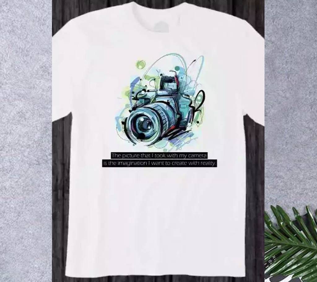 Camera Half Sleeve slim Fit Cotton t-shirt