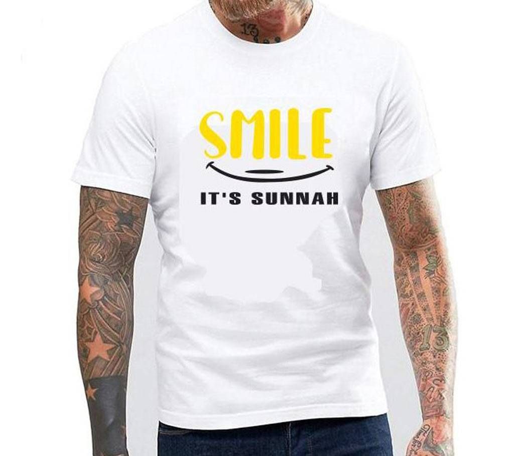 Mens Smile Cotton Round Neck  t-shirt