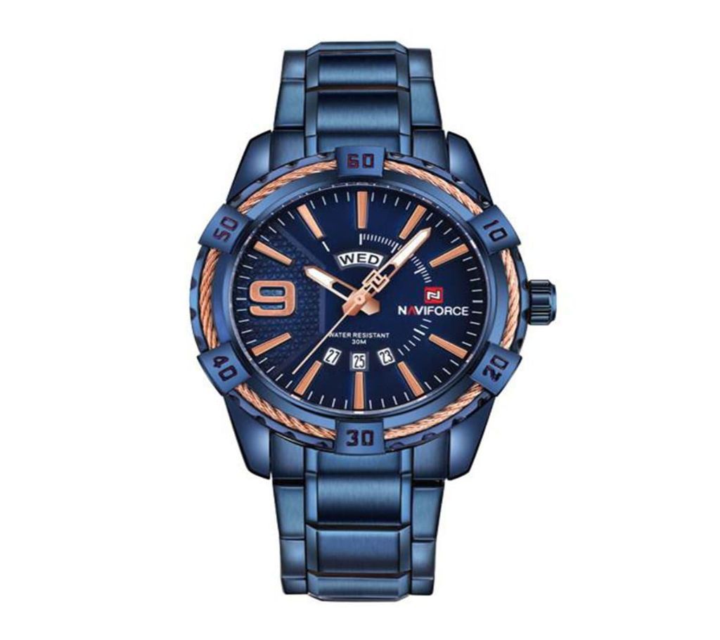 Naviforce NF9117 - Stainless Steel Analog Watch for Men - Royal Blue
