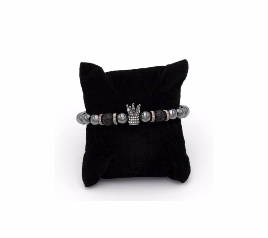 Elastic 8mm Hematite Stone Bead Charm Bracelet Bangle For Men