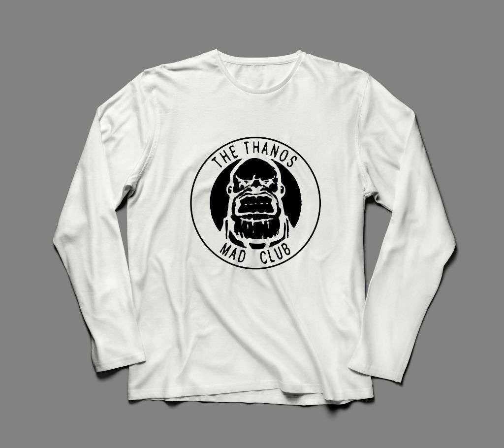 THE THANOS LONG SLEEVE WHITE  COTTON TSHIRT FOR MEN
