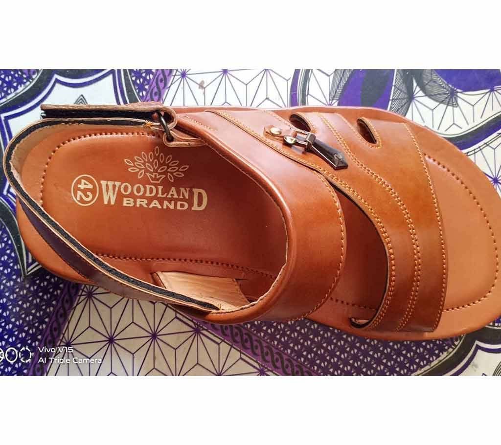 Mens Summer Leather Sandals-Brown 