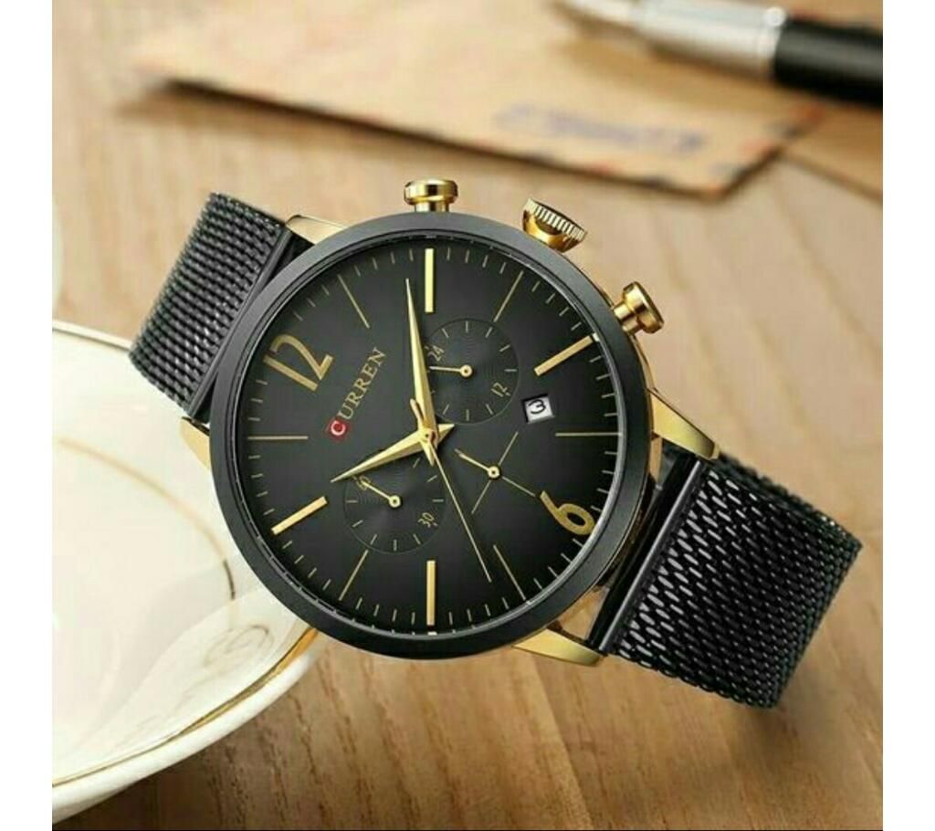 Curren Black Waterproof Watch For Men
