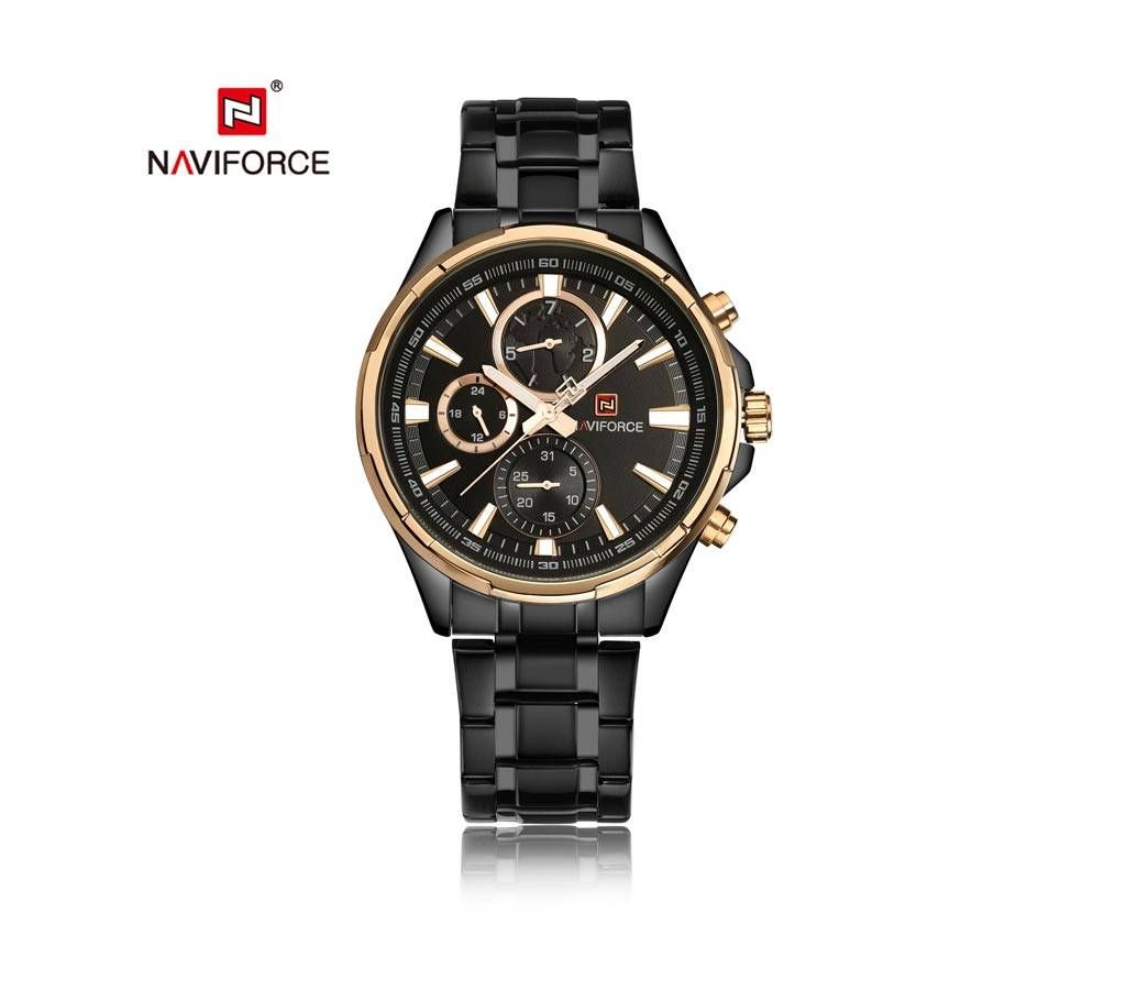 NAVIFORCE 9089 RoseGold & Black Stainless Steel Men's Watch