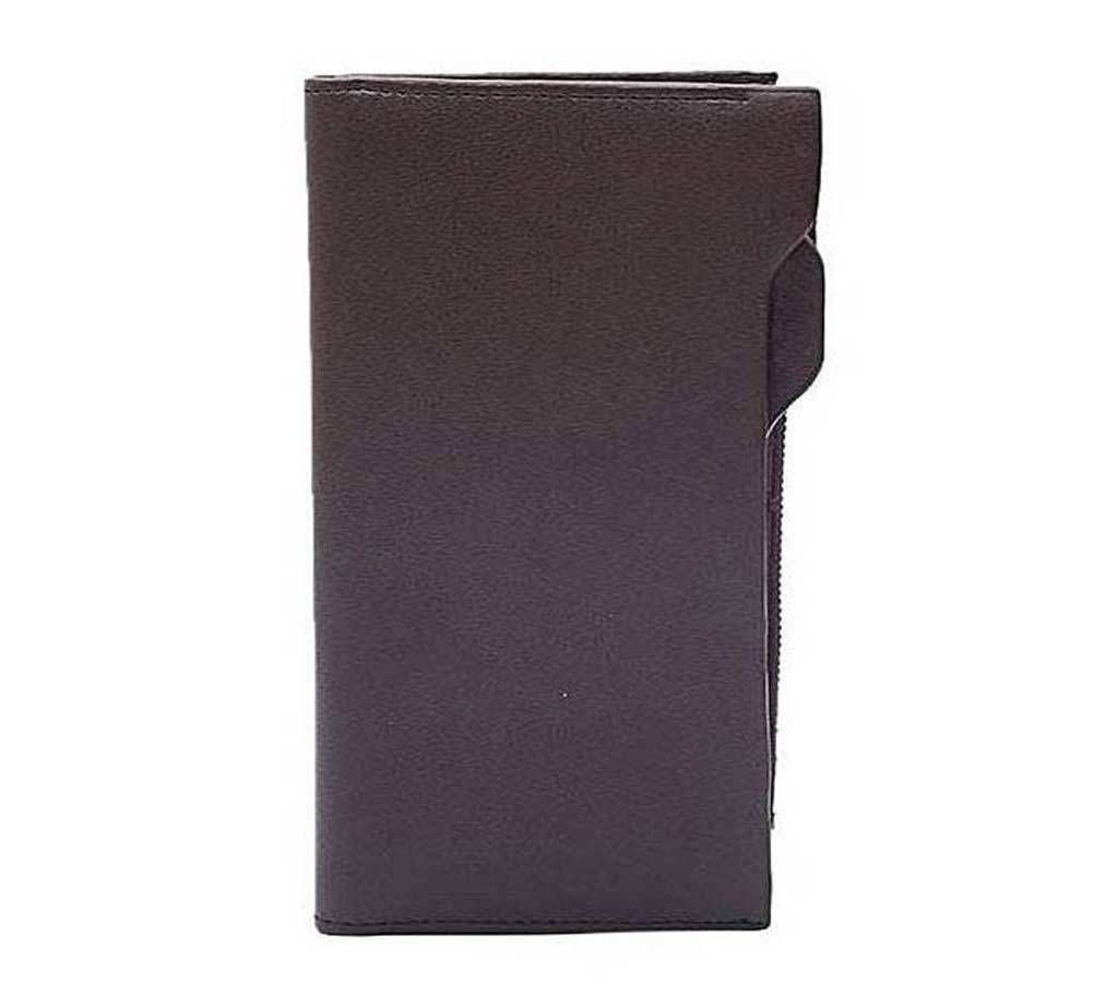 Dark Brown Artificial Leather Long Shaped Wallet 