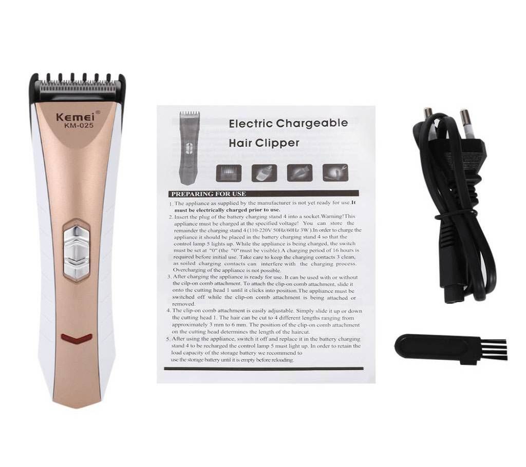 Kemei KM - 025 Electric Rechargeable Hair Trimmer Clipper