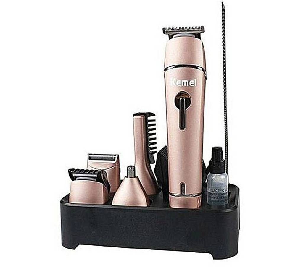 Kemei 10 In 1 Men Grooming Kit Shaving Kit KM-1015 - Rose Gold