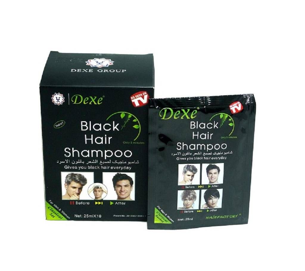 Black Hair Shampoo for Men - 25ml x 10 Pcs UK