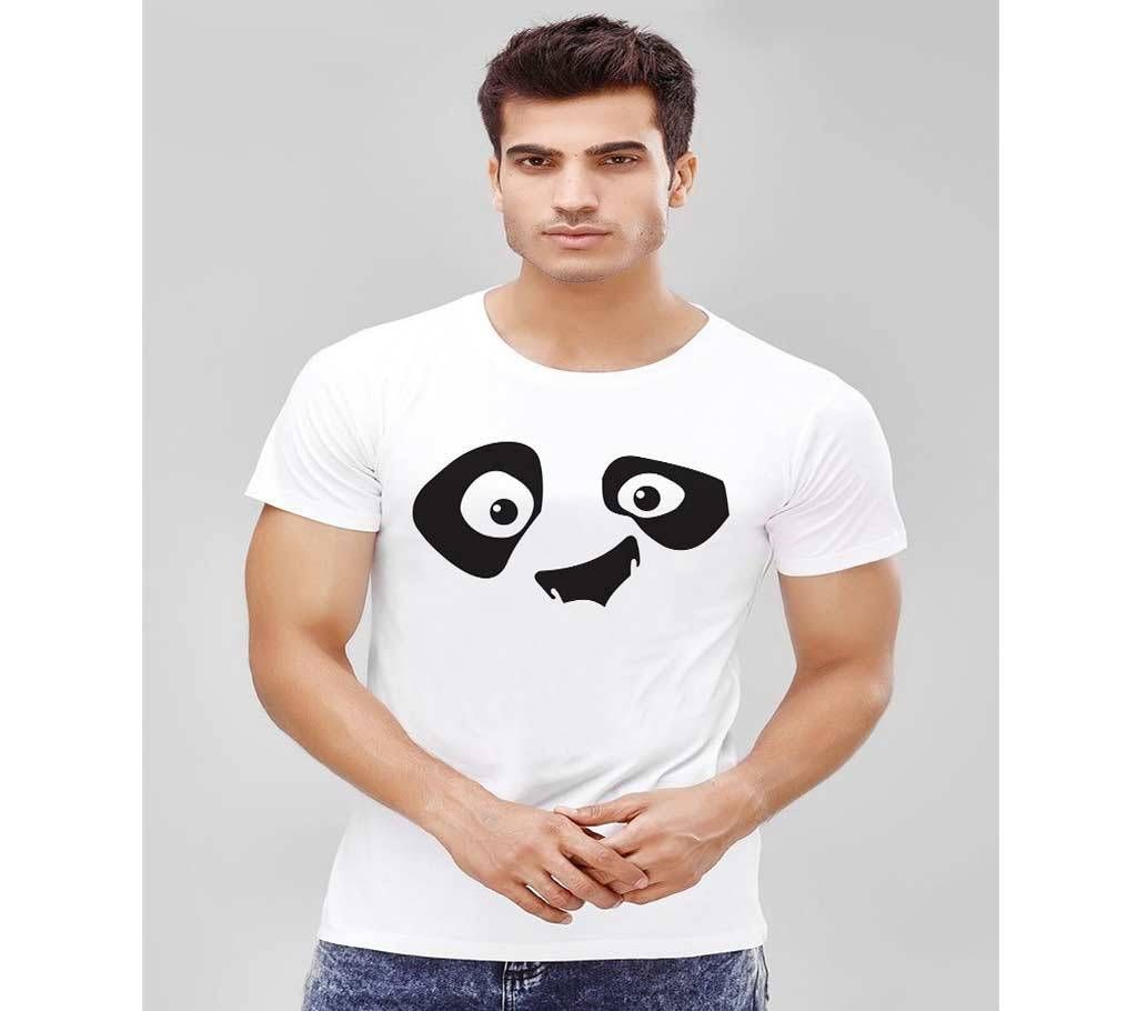 Panda Face Graphic Print Round Neck T-Shirt for Men