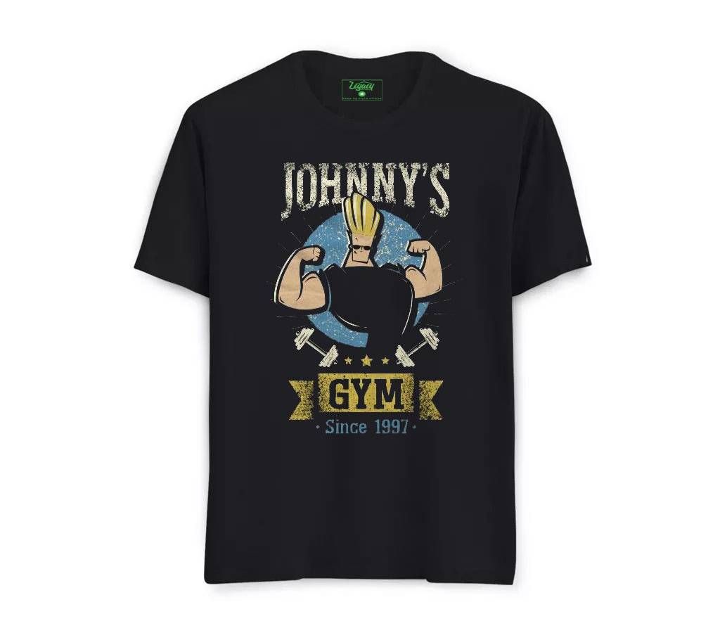 Black Tshirt Johnny's Gym Design