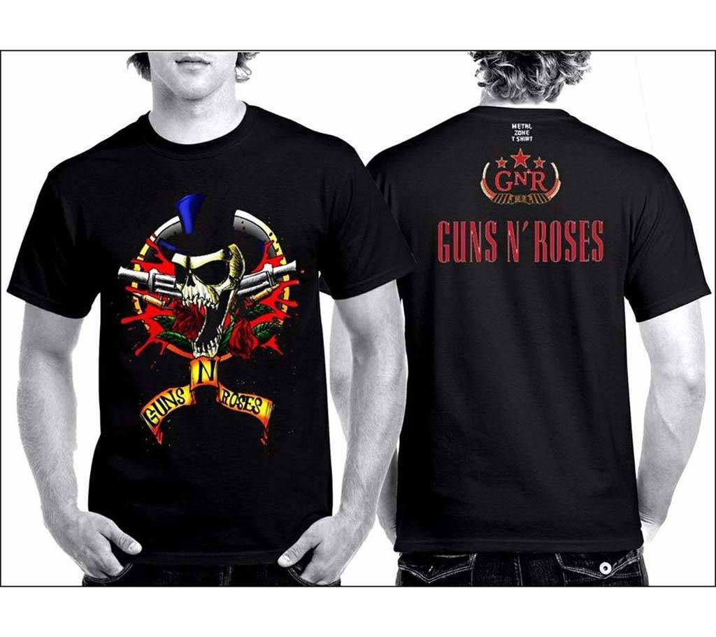 Gun and Roses round neck cotton t-shirt for men 