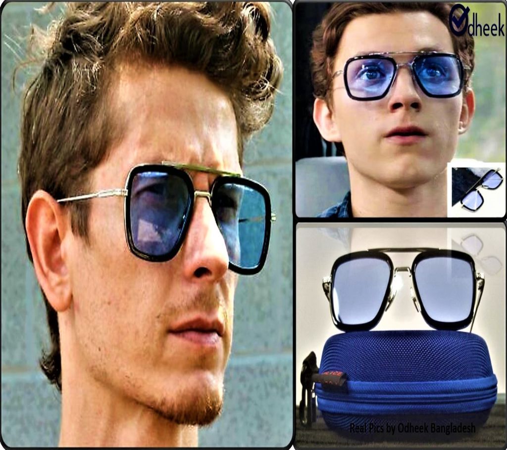 Tony Stark Ironman Sunglass Silver Frame Blue Lens