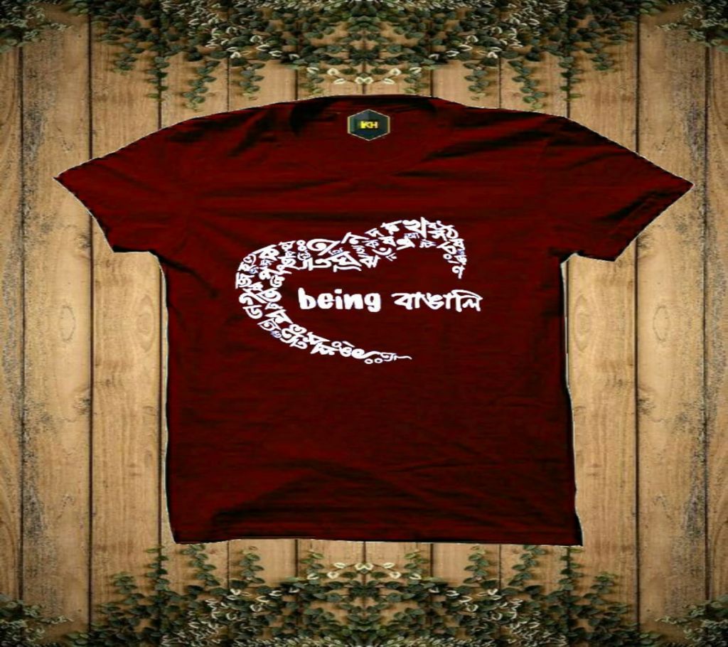 Being Exclusive Design Rubber Print Half-Sleeve T-shirt For Men(Maroon)
