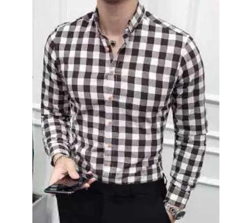 Full Sleeve Indian Cotton Shirt white and black