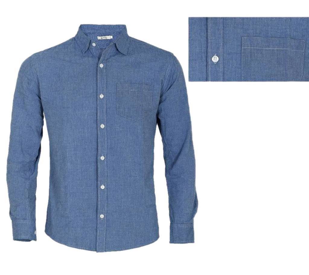 solid color mans casual cotton shirt