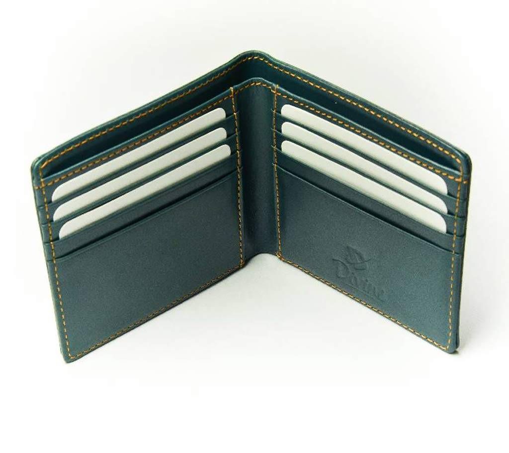 Contrast Genuine Leather Bi-fold  wallet