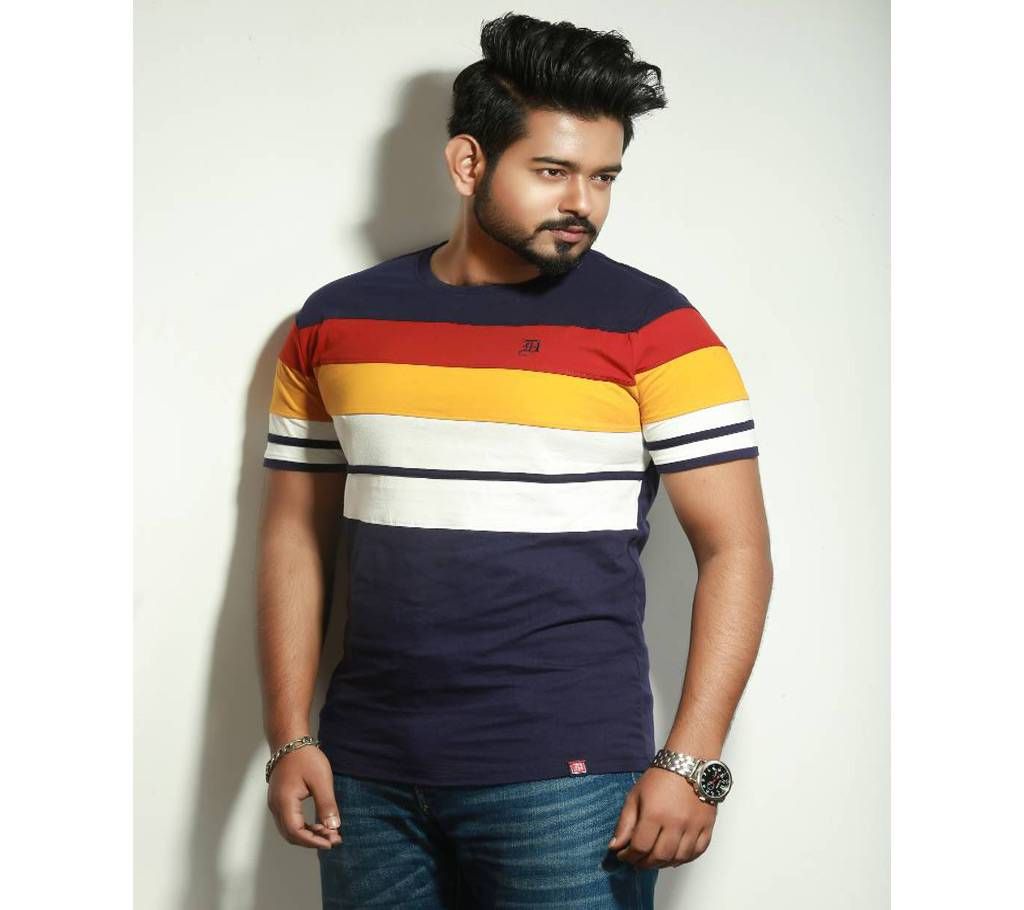 multi strip navy tshirt