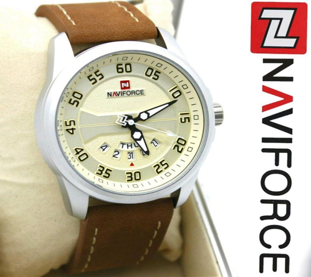 NAVIFORCE 9124 Male Date Day Display Quartz Watch Silver Grey