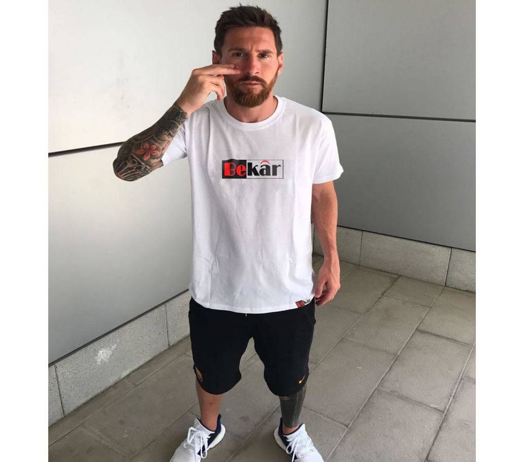 Bekar White Short Sleeve Synthetic T-shirt for Men