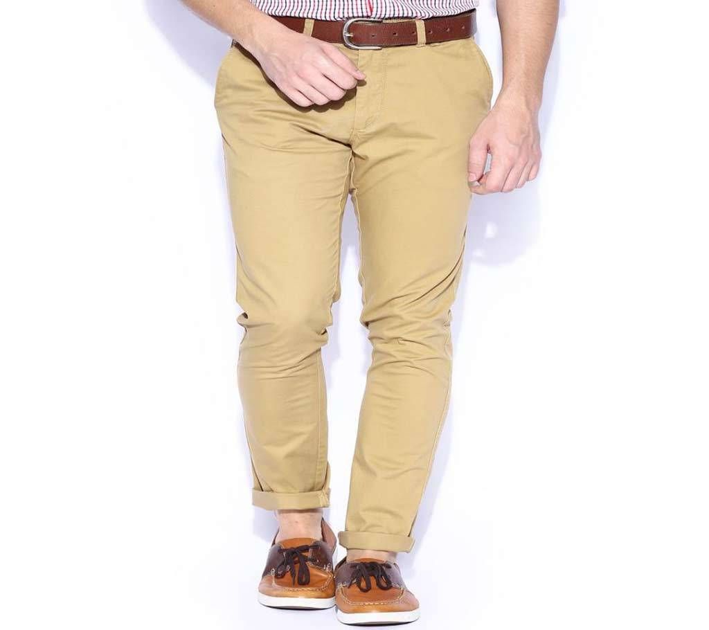 Menz slim fit gabardine full pants - Cream Khaki