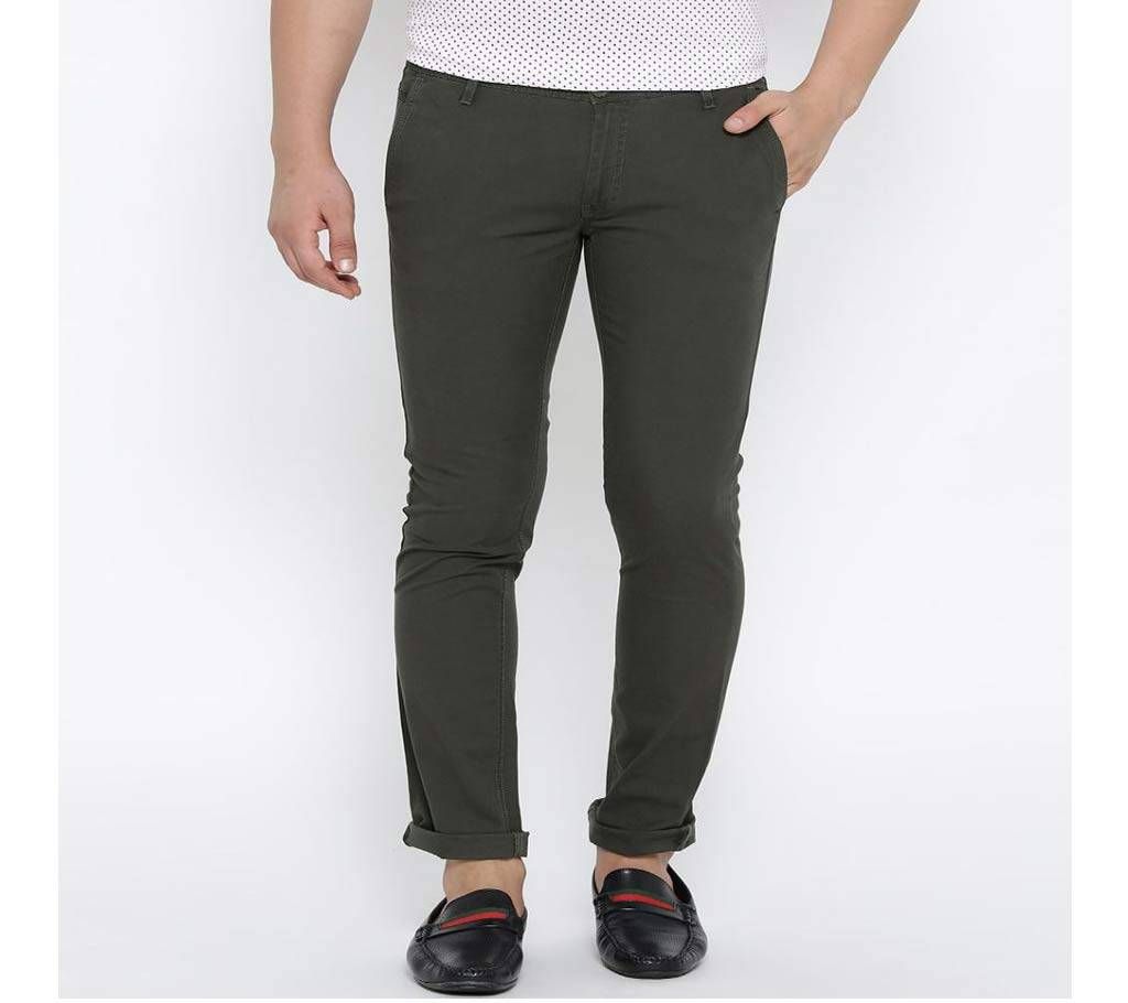 Dark Slate Olive Narrow Gabardine Pant