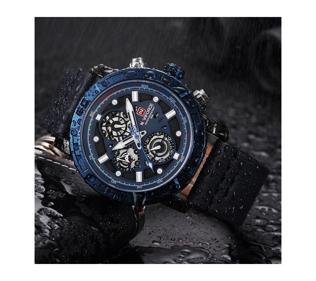 NAVIFORCE NF9139 Luxury Brand Leather Strap Waterproof Wrist Watch for Men 2019