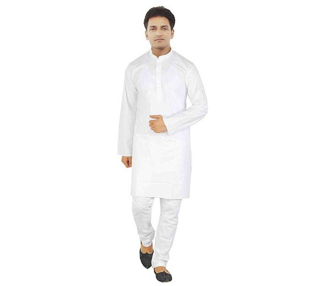 White Cotton Punjabi For Men
