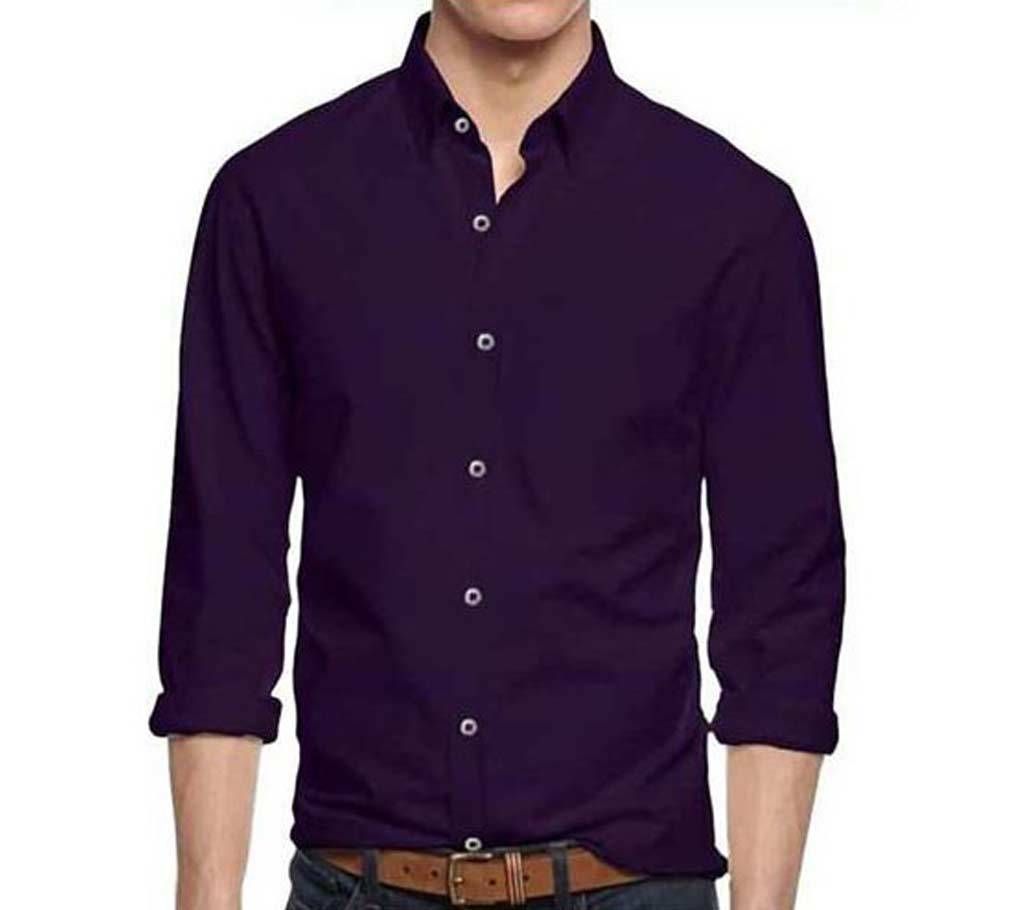 Purple Panama Long Sleeve Casual Shirt for Men