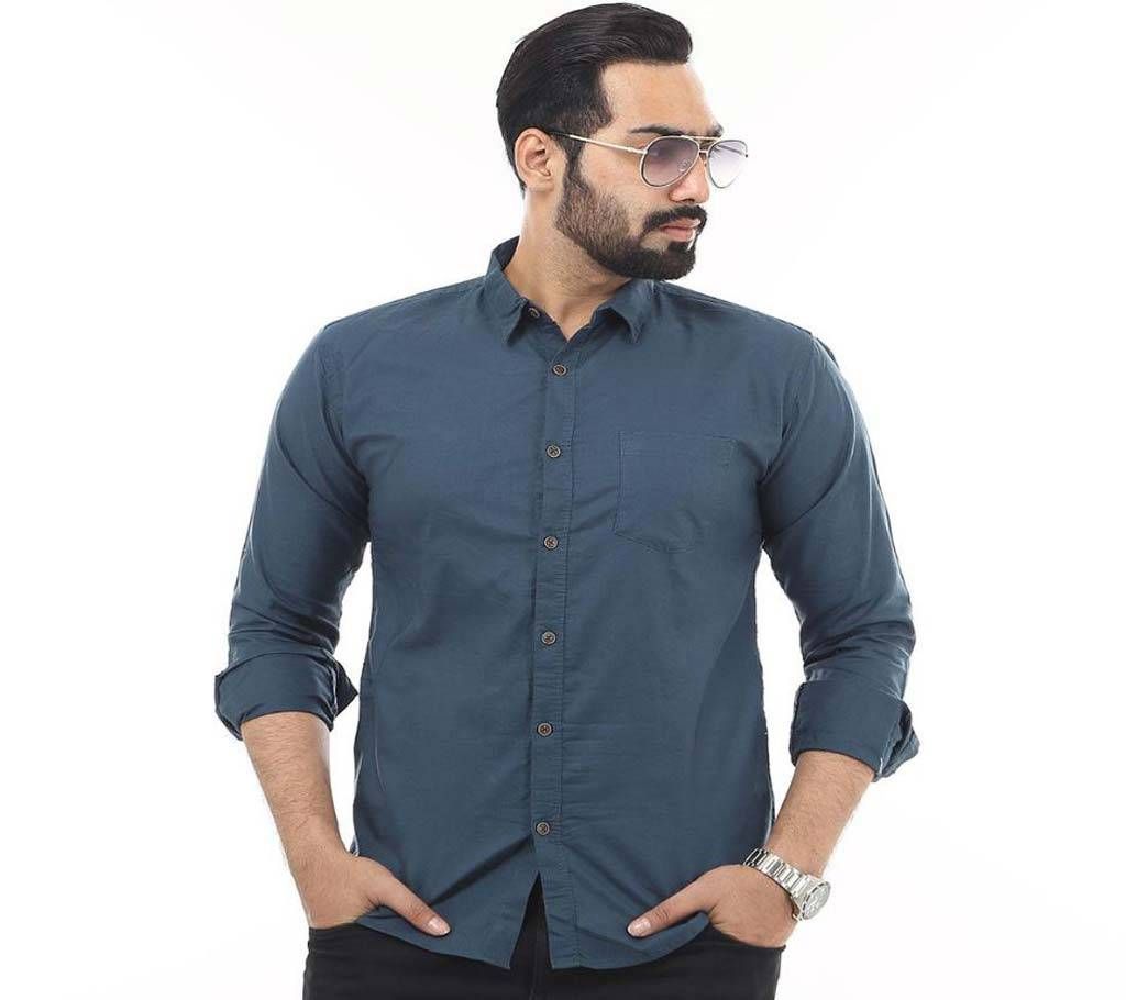 Navy Blue Cotton Casul Shirt for Men