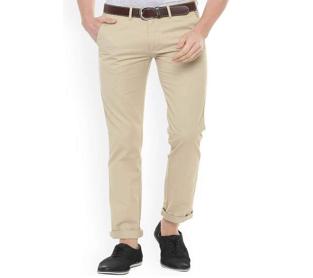 White Cream Slim Fit Gabardine Pant 1
