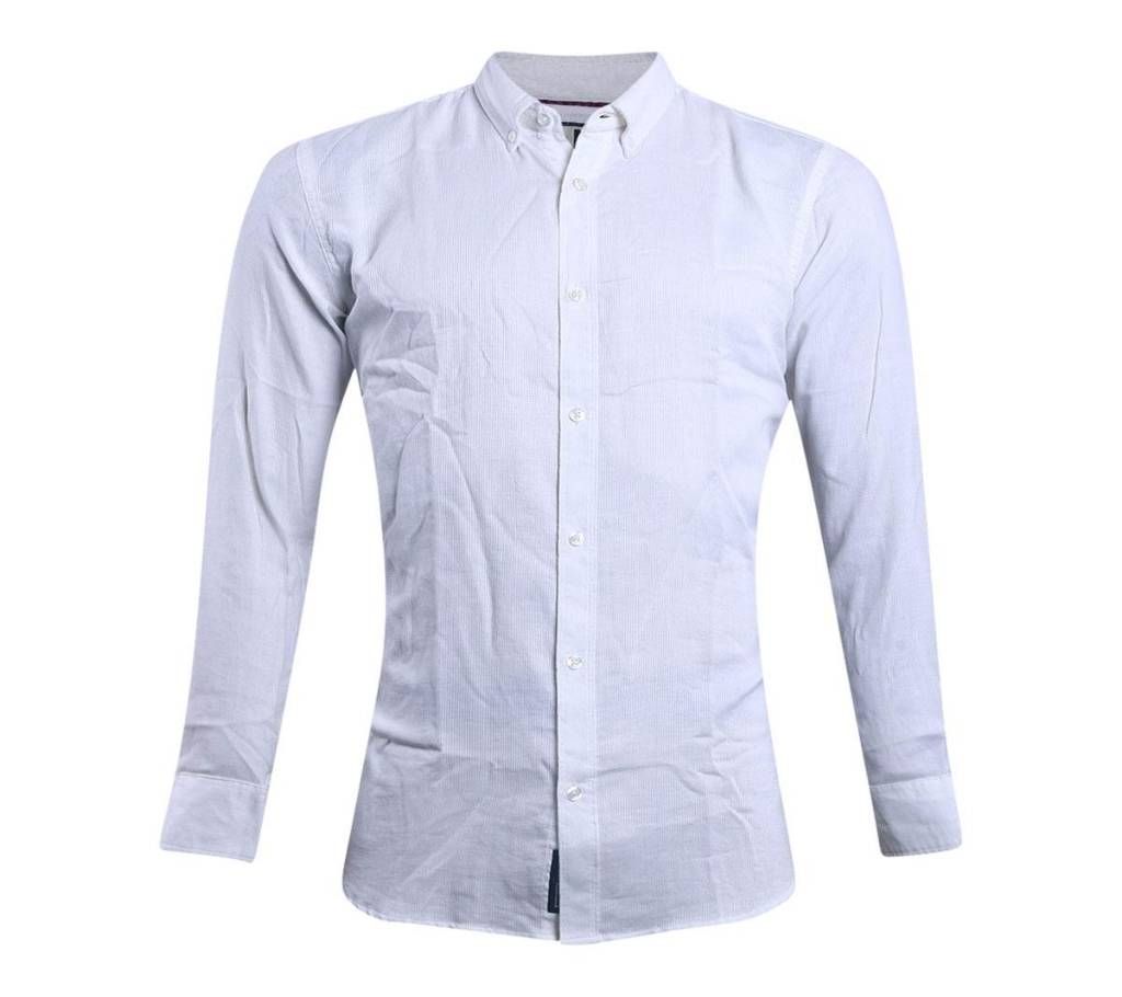 White Solid Color Full Sleeve shirts for Men