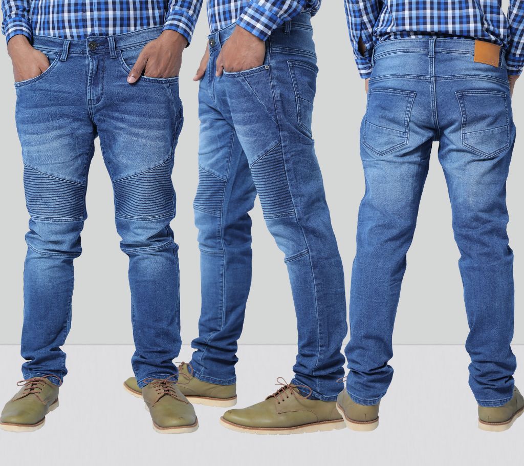 Mens Stylish Light Blue Stretch Denim Long Pant Export Quality