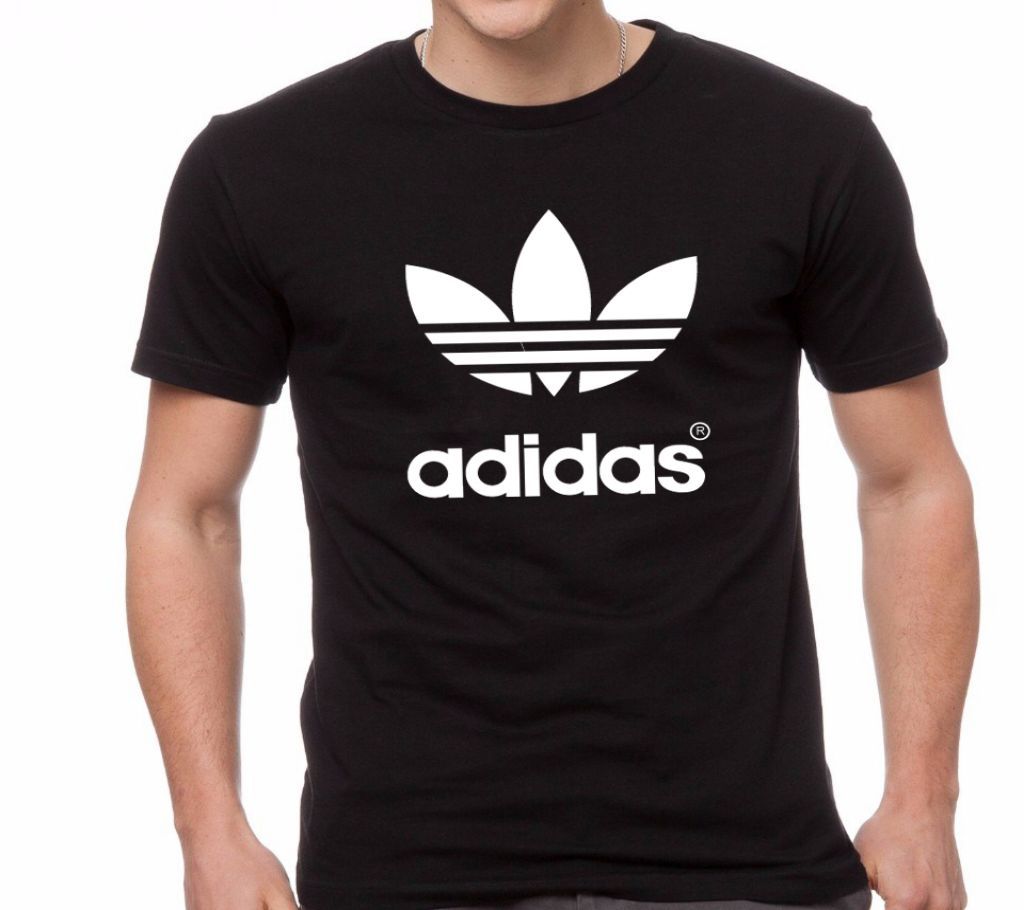 Adidas Black Half Sleeve Slim Fit Cotton T shirt For Men 