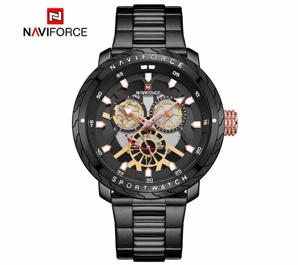 NAVIFORCE NF9158 Black Stainless Steel Chronograph Watch For Men - Black
