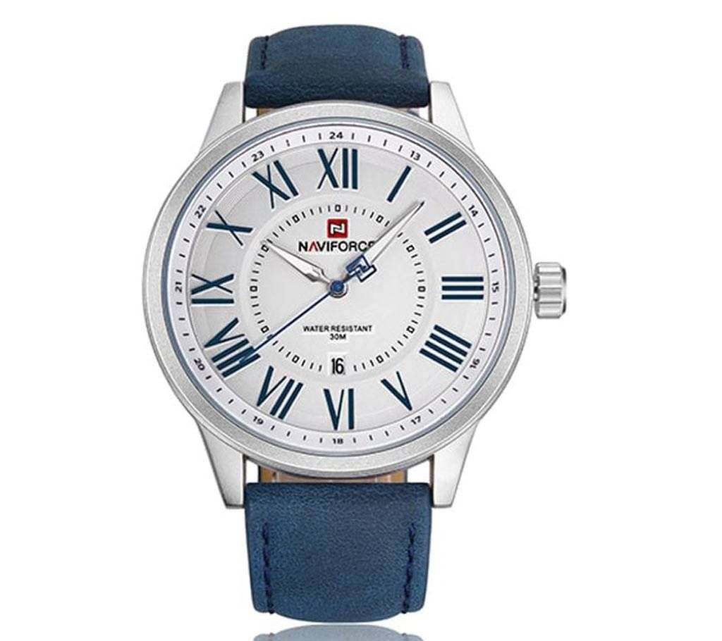 Naviforce NF9126 - Blue Leather Analog Watch for Men