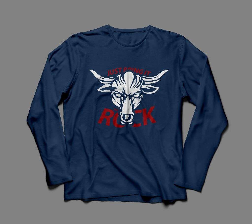 JUST BRING THE ROCK NAVY BLUE COTTON TSHIRT FOR MEN
