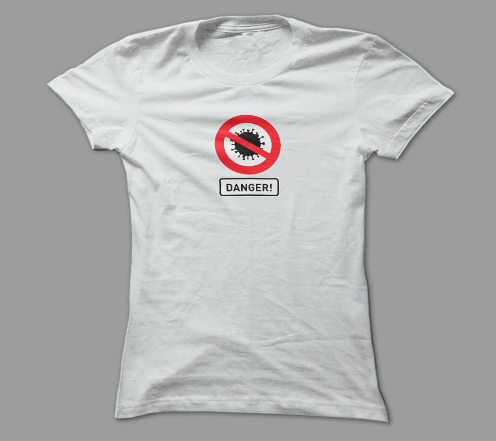 Danger For Virus White Polyester T-Shirt