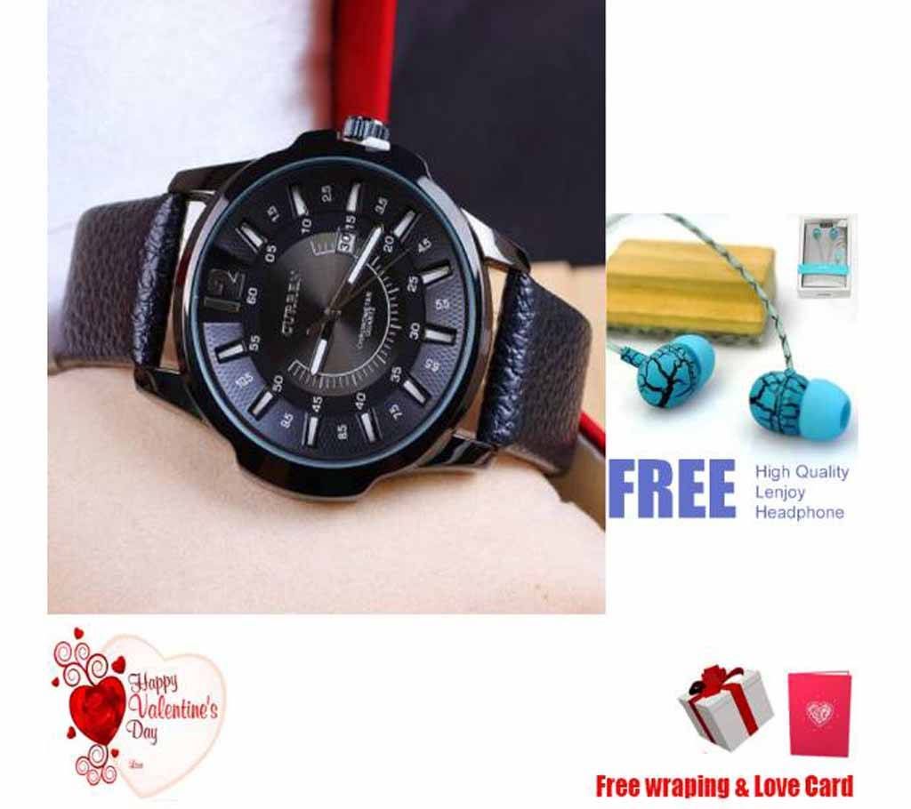 Curren Watch with free lenjoy Headphone