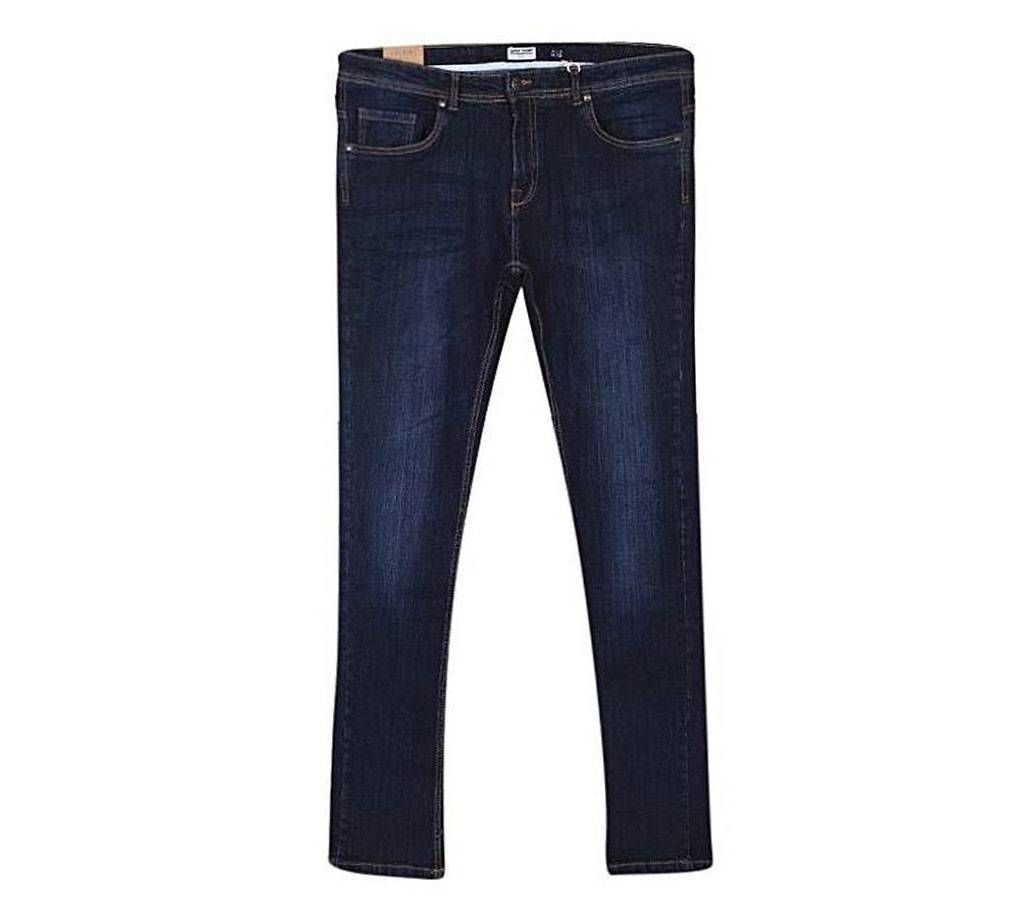 Dark Blue Cotton Slim Fit Jeans For Men