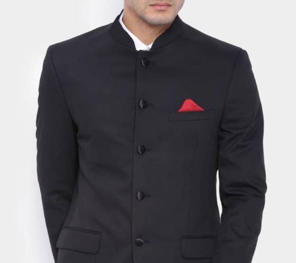 Stylish Plain Jodhpuri Suit in Black Color
