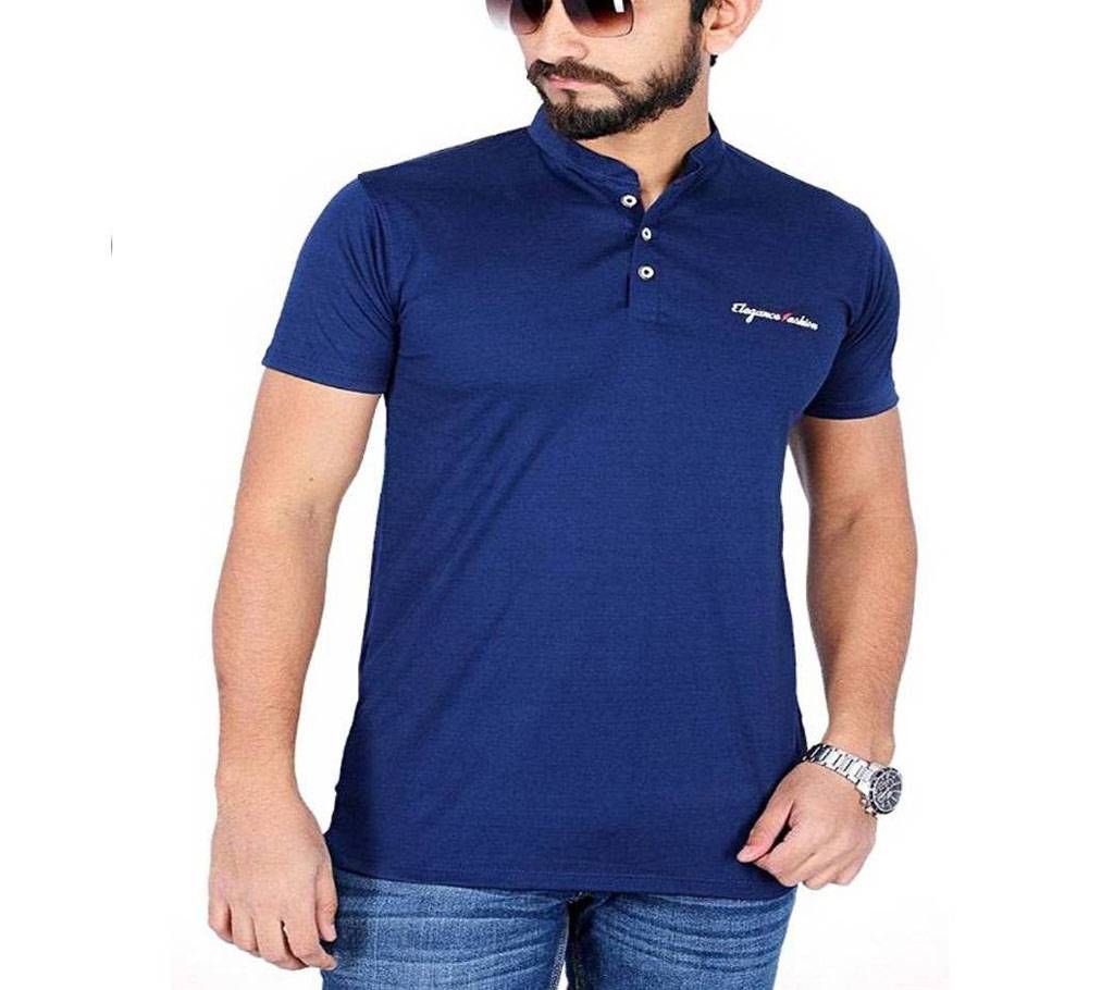 Navy Blue Micro Cotton Sort Sleeve T-shirt For Men