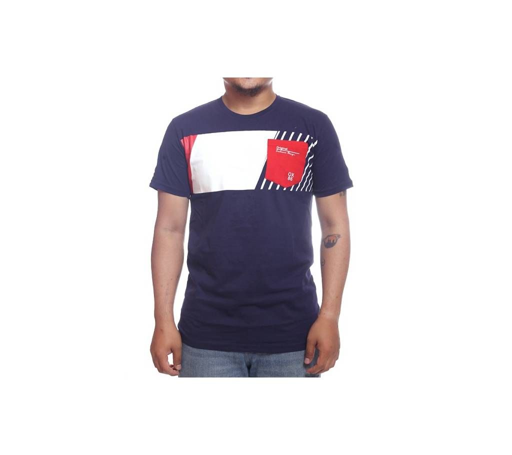 Wonderful Mens half sleeve Blue and white t-shirt -96