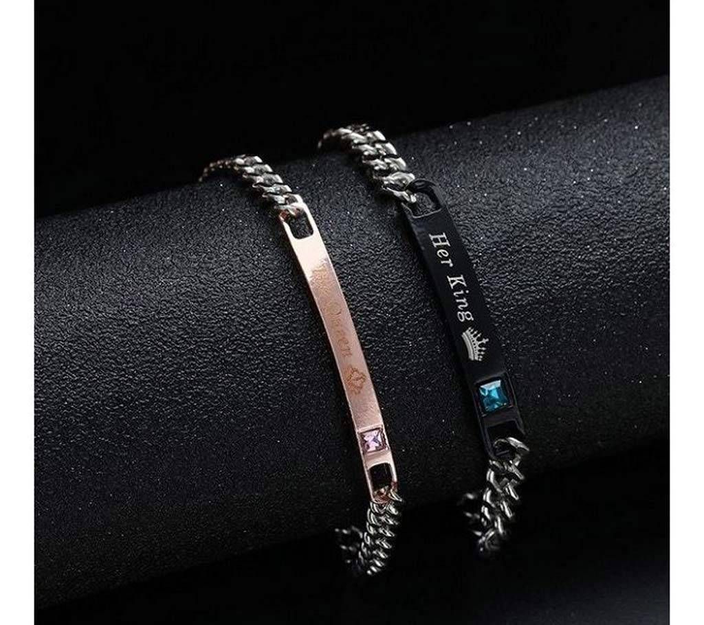 Romantic His Queen Her King Couple Bracelets Stainless Steel Matching Wristband Lovers Bracelet Crown Charm Bracelet