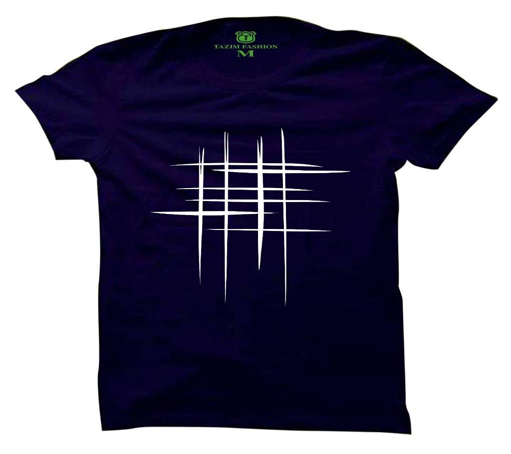 Navy Blue Cotton Short Sleeve