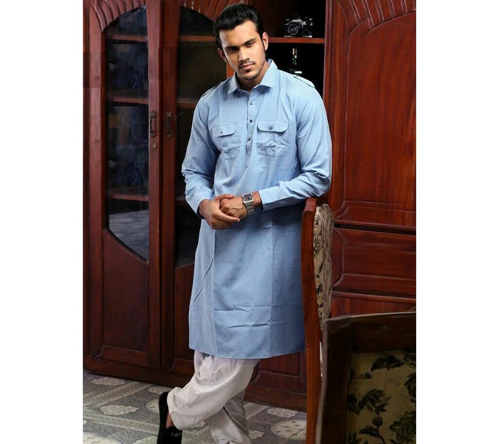 Men's Panjabi Kabli Shaped Navy Blue MKP 13