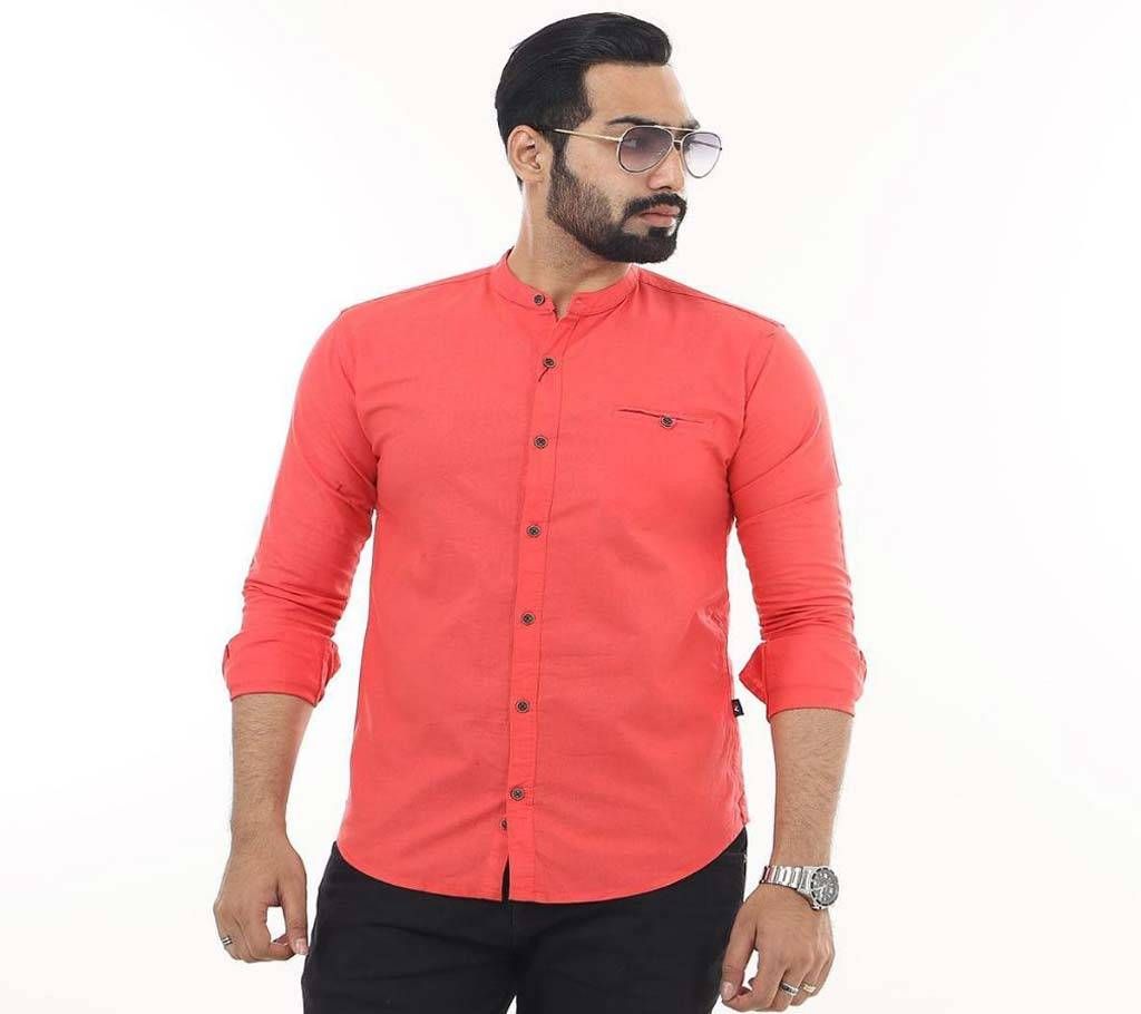 Candy pink Cotton Shirt For Men